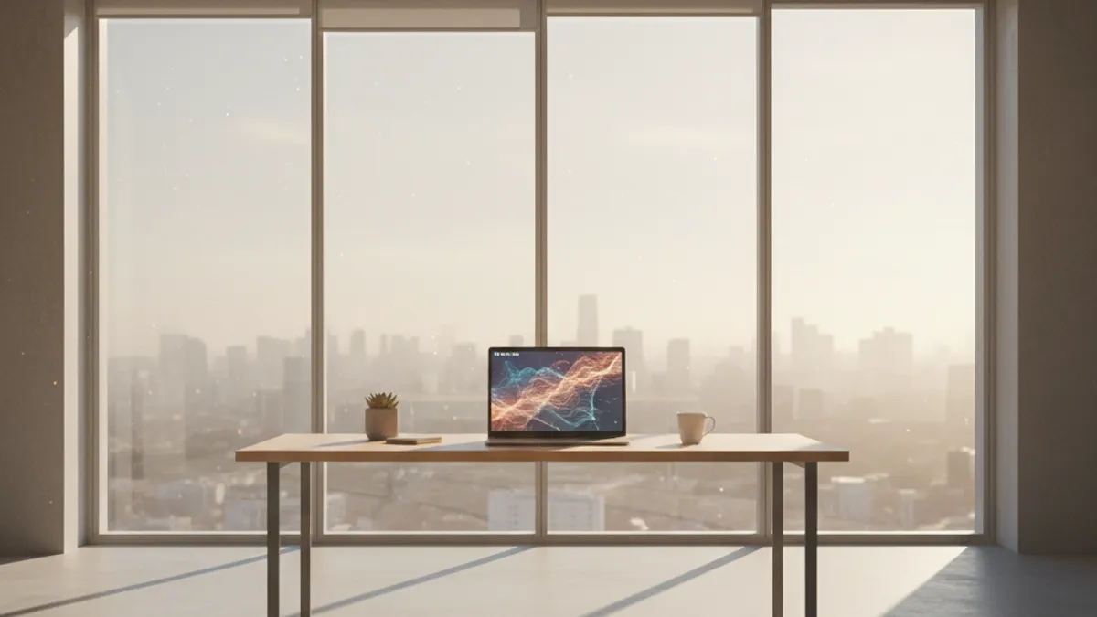 AIが営業データを分析するオフィスのデスク