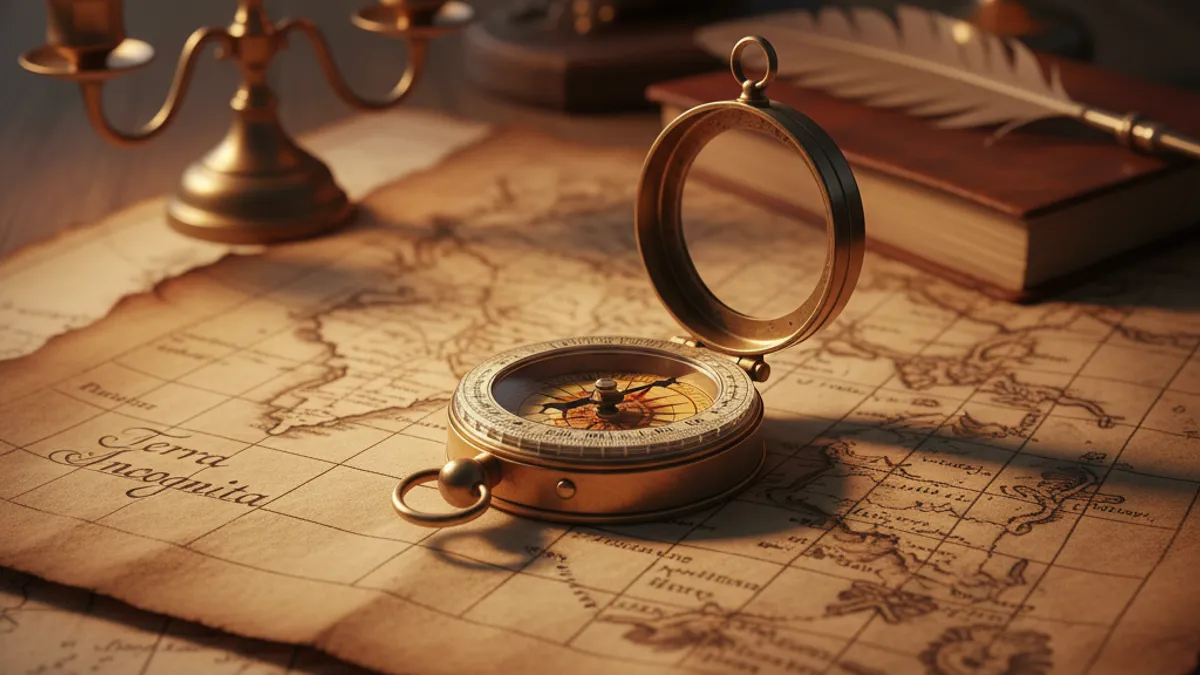 方向性を示す羅針盤と地図