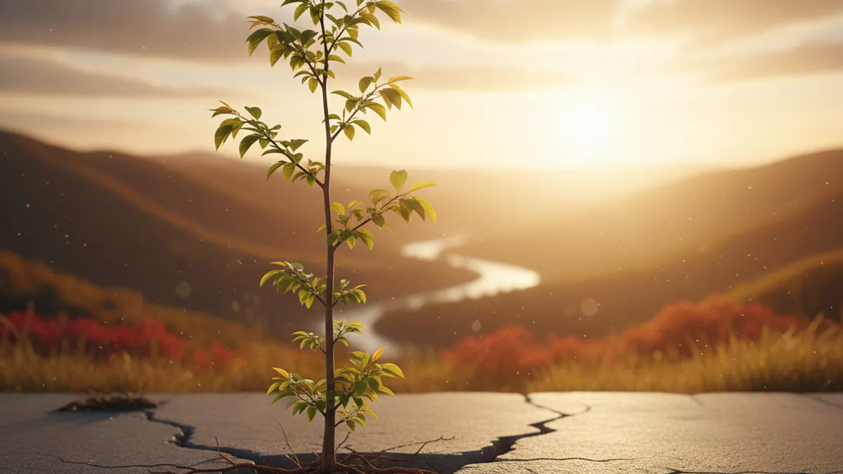 成長を象徴する光の差す風景