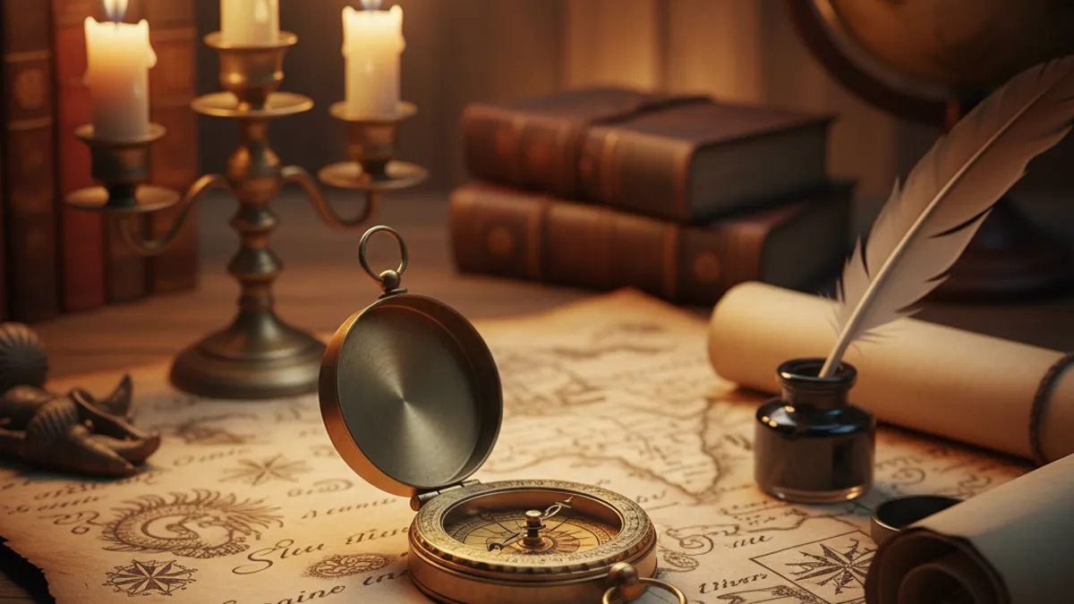 方向性を示す羅針盤と地図