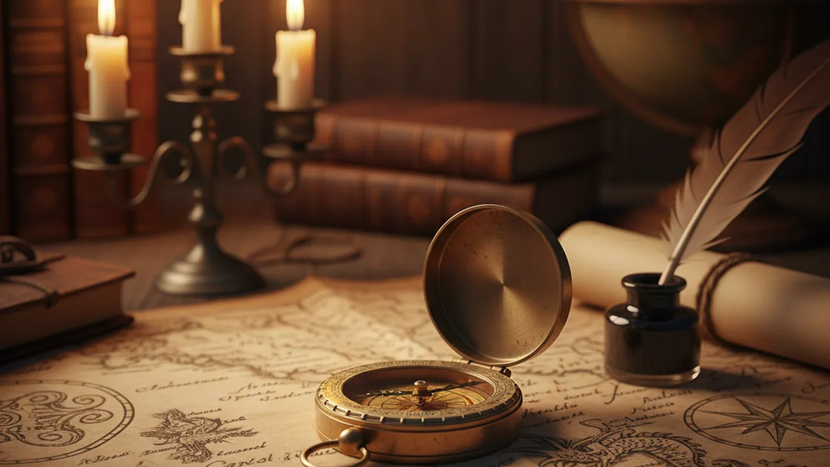 方向性を示す羅針盤と地図